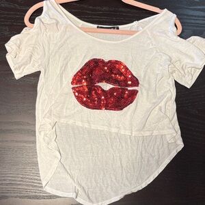 Women's Off-Shoulder Lip sequins Top